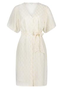 Tramontana Checked Embroidery Dress C17-16-501 Jurk 001100 Offwhite