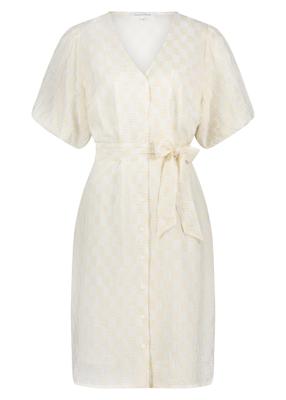 Tramontana Checked Embroidery Dress C17-16-501 Jurk 001100 Offwhite