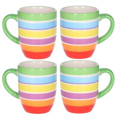 Koffiemokken Curacao - 6x stuks - Keramiek - multi kleuren - 300 ml - 8 x 11 cm - groen