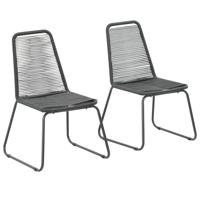 Tuinstoelen 2 st poly rattan zwart - thumbnail