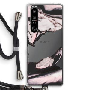 Roze stroom: Sony Xperia 1 III Transparant Hoesje met koord