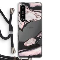 Roze stroom: Sony Xperia 1 III Transparant Hoesje met koord