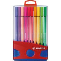 Viltstift stabilo pen 68/20 rood/blauw etui m 20st | 10 stuks