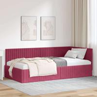 Hoekbedframe met hoofdeinde Wijnrood 100 x 200 cm Fluweel