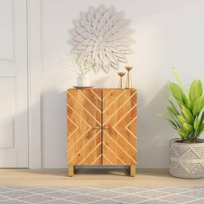 Dressoir 60x33,5x75 cm massief mangohout bruin en zwart