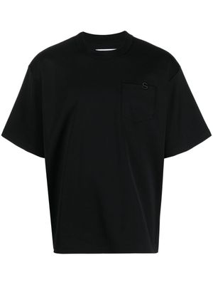 sacai t-shirt à logo brodé - Noir