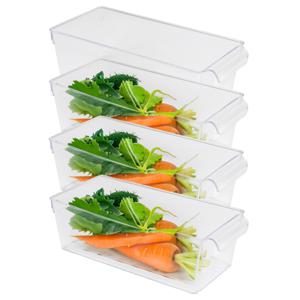 Koelkast/keuken organizer bak - 4x - transparant - kunststof - L32 x B15 x H10 cm - groente lade