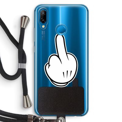 Middle finger white: Huawei P20 Lite Transparant Hoesje met koord