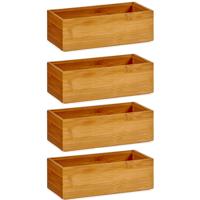 Organizer bakje - 4x - bamboe hout - 15 x 7 x 5 cm - kast/lade sorteer bakje - makeup organizer Organizer bakje - 4x - bamboe hout - 15 x 7 x 5 cm - kast/lade sorteer bakje - makeup organizer
