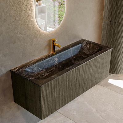 Badmeubel Mondiaz Kurve-Dlux | 120 cm cm | Meubelkleur Shadow | Wastafelkleur Lava | Solid surface | Wasbak midden spoelbak | 1 kraangat