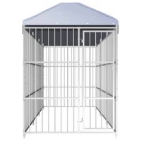 The Living Store Hondenkennel - Gegalvaniseerd Staal - 450x150x185/200 cm - Met Dak - thumbnail