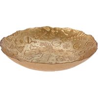 Glazen decoratie schaal/fruitschaal goud rond D30 x H6 cm