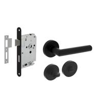 Intersteel Deurbeslag set toiletslot 63/8mm zwart met Deurkruk Bastian en WC-sluiting Zwart Intersteel Deurbeslag set toiletslot 63/8mm zwart met Deurkruk Bastian en WC-sluiting Zwart