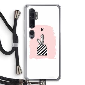 Zwart-wit cactus: Xiaomi Mi Note 10 Pro Transparant Hoesje met koord