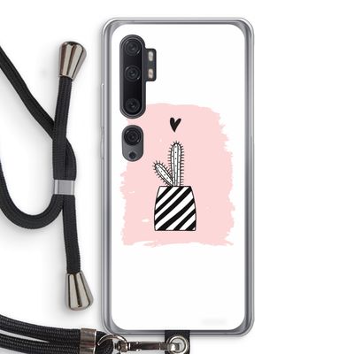 Zwart-wit cactus: Xiaomi Mi Note 10 Pro Transparant Hoesje met koord
