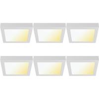 LED Downlight Opbouwspot - LED Paneel Slim 6 Stuks - Brinton Thin - 24W 2400lm 120° Bundelhoek - Aanpasbare Lichtkleur 3000K-4000K-6500K - IP40 - Vierkant - Wit - 272x272mm
