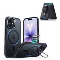 iPhone 17 Classic Hybrid Magnetic Case (Camera Control, Stash Stand) with Wallet Stand Bundle - Frosted Black