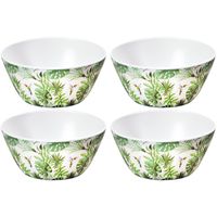 4x Melamine serveerschaaltjes tropische print/wit 15 cm - thumbnail