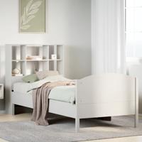 Bed met boekenkast zonder matras grenenhout wit 90x200 cm