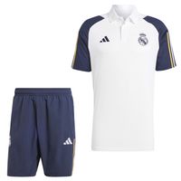 adidas Real Madrid Polo Trainingsset 2023-2024 Wit Donkerblauw Goud - thumbnail