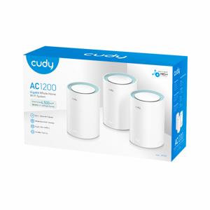 Cudy M1300 3-PACK mesh-wifi-systeem Dual-band (2.4 GHz / 5 GHz) Wi-Fi 5 (802.11ac) Wit 1 Intern