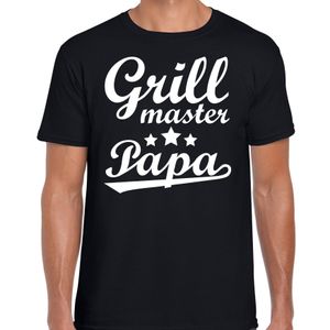 Grill master papa bbq / barbecue cadeau t-shirt zwart voor heren