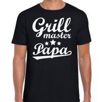 Grill master papa bbq / barbecue cadeau t-shirt zwart voor heren - thumbnail