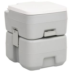 Campingtoilet draagbaar 20+10 L HDPE grijs en wit