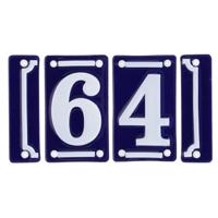 Best for Boots huisnummer 64 - met sierrand - Oudhollands - emaille - blauw/wit