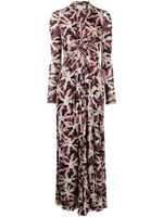 DVF Diane von Furstenberg robe fleurie à détail de nœud - Marron - thumbnail