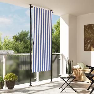 VidaXL Rolgordijn voor buiten 120x270 cm stof en staal blauw en wit