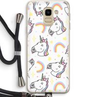 Rainbow Unicorn: Samsung Galaxy J6 (2018) Transparant Hoesje met koord