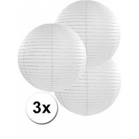 Witte lampionnen 35 cm 3 stuks - Feestlampionnen - thumbnail