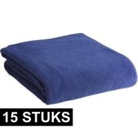 Fleece deken/plaid - 15x - blauw - 120 x 150 cm - Polyester fleece - 180 gram - lekker warm kleedje - thumbnail