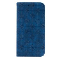 iPhone 11 hoesje - Bookcase - Pasjeshouder - Portemonnee - Bloemenpatroon - Kunstleer - Blauw - thumbnail