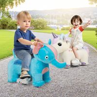 6 V Elektrische Auto voor Kinderen Kindervoertuig Pluche Opzitspeelgoed met Voetpedaal 2-5 km/u Vanaf 3 Jaar Koe/Eenhoorn/Olifant