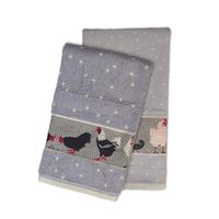 Thee- en keukendoek set met kippen grijs