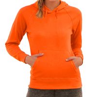 Oranje hoodie / sweater raglan met capuchon voor dames - thumbnail