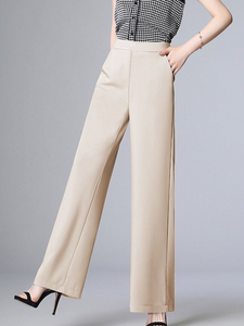 Plain Casual Pockets Pants