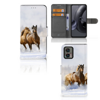 Motorola Edge 30 Neo Telefoonhoesje met Pasjes Paarden - thumbnail