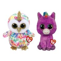 Ty - Knuffel - Beanie Buddy - Enchanted Owl & Rosette Unicorn