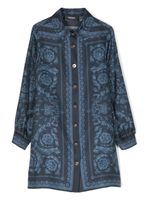 Versace Kids robe-chemise en soie à imprimé baroque - Bleu - thumbnail