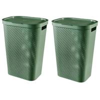 Curver Infinity Recycled Wasmand + deksel 60L - 2 stuks - Groen - thumbnail