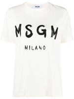 MSGM logo-print cotton T-shirt - Tons neutres - thumbnail