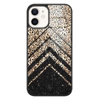 iPhone 12 glazen hardcase - Chevron luipaard