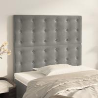 Hoofdborden 2 st 100 x 5 x 78/88 cm fluweel lichtgrijs