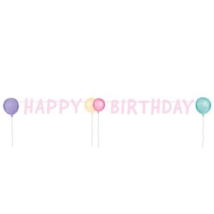 Letterbanner 'Happy Birthday' Pastel Roze