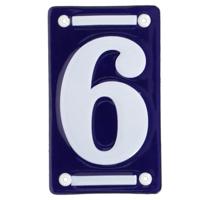Best for Boots Huisnummer 6 - oudhollands - emaille - 7 x 12 cm - blauw/wit - nummer bordje