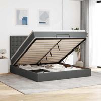 Ottoman bed met matras en LED's 160x200cm stof donkergrijs