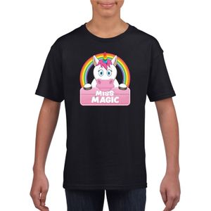 T-shirt zwart voor meisjes met Miss Magic de eenhoorn